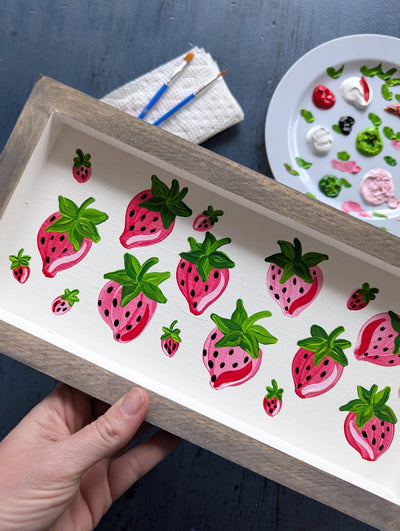 DIY in a BOX | 12" x 6" Farmhouse Framed Summer Strawberries Sign Connecticut Made Craft Kit