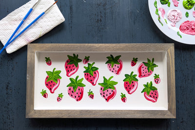 DIY in a BOX | 12" x 6" Farmhouse Framed Summer Strawberries Sign Connecticut Made Craft Kit