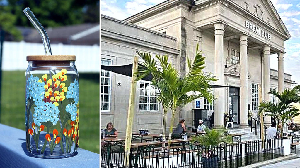 SET OF 2 Spring Glass Cans Paint and Sip at Bank & Bridge Brewing Mystic CT | 3.6.24 | 6-8 PM