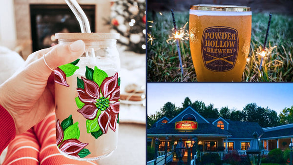 Christmas🎄SET OF 2🎄Glass Cans Paint and Sip at Powder Hollow Brewing at Yankee Candle Village in Deerfield MA | 12.12.24 | 6-8 PM