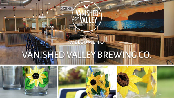 *NEW VENUE* Sunflower Glassware Paint and Sip at Vanished Valley Brewing in Ludlow MA | 3.13.24 | 6-8 PM