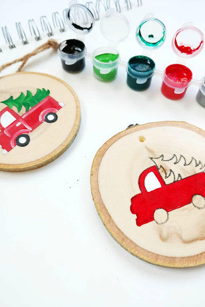 *LOCAL PICKUP ONLY*  DIY in a BOX | Red Truck Reclaimed Wood Ornament Set of 4